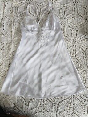 Frederick's of Hollywood White Satin Lace Chemise